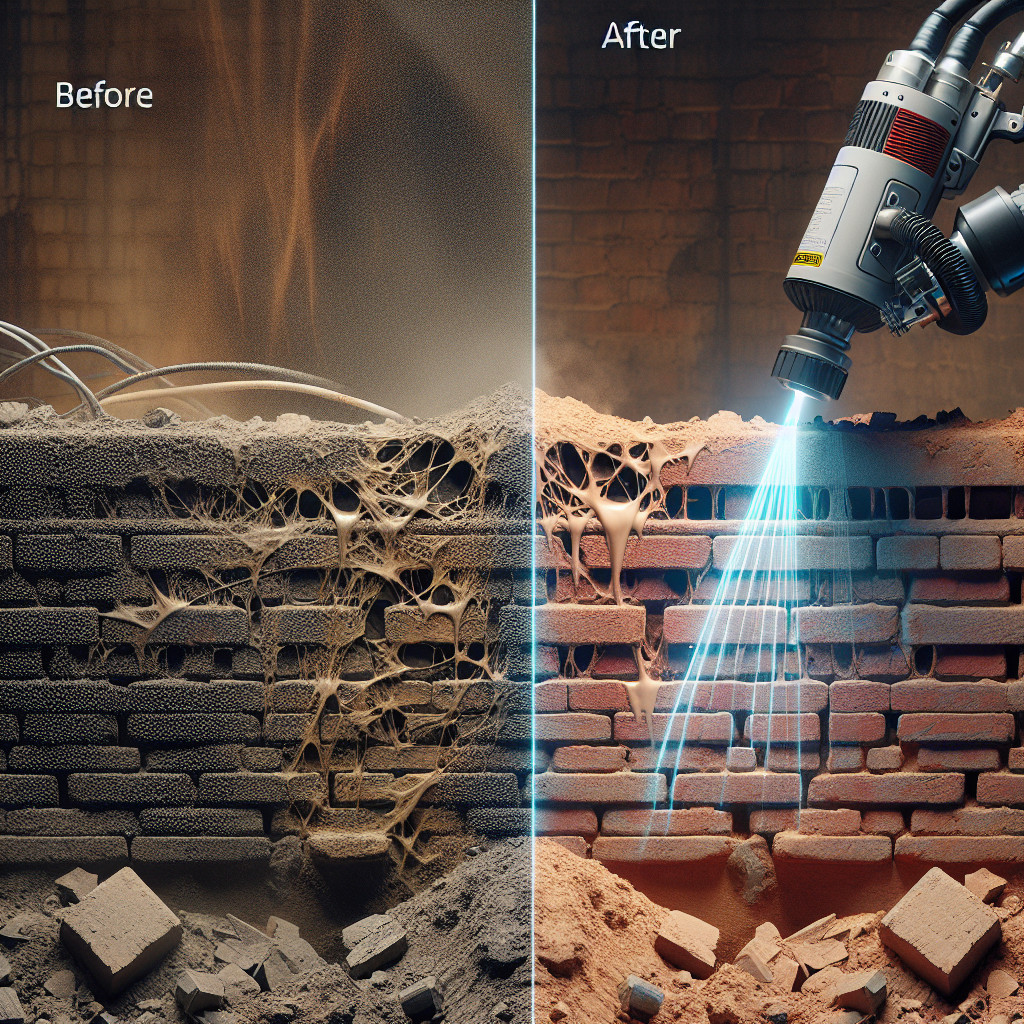 Laser cleaning for removing contaminants from brick surfaces